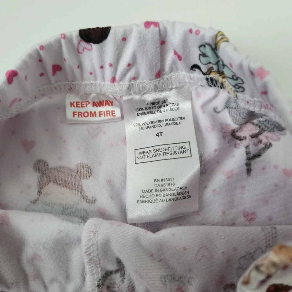 Penelope Mack LTD Girls 4T Ballerina Pajamas Set Pink White Long Sleeve‎ Pants